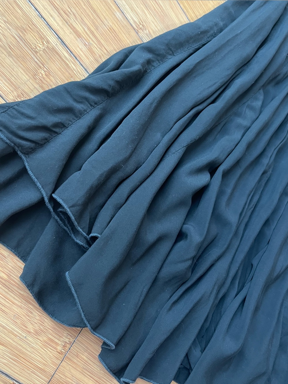 CP Shades Black Rayon Flowing Godet Full-Length Maxi Skirt Whimsigoth Fairycore - Picture 8 of 8
